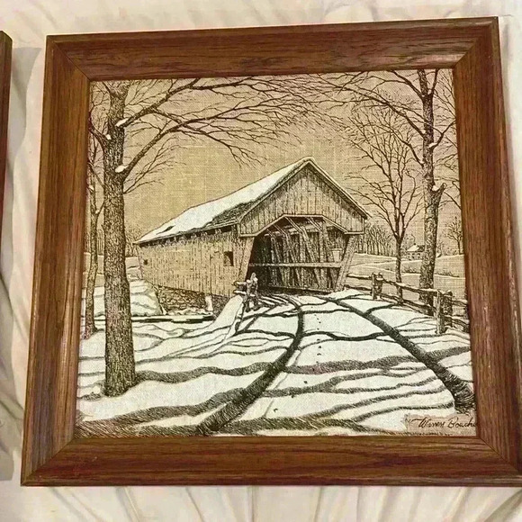 Vintage KayDee 100% pure linen handprints set of two - Picture 3 of 9